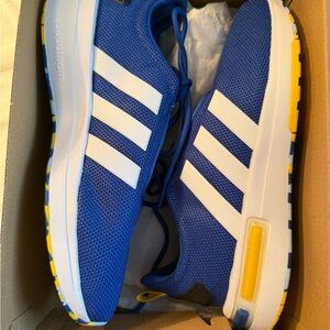 Adidas Blue and White Sneakers with Yellow Highlights- Racer TR23